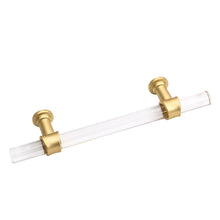 Brushed Brass Cabinet Pulls Dresser Drawer Handles - Acrylic Round Bar Series - Hole Centers(3-1/2 Inch，90mm)